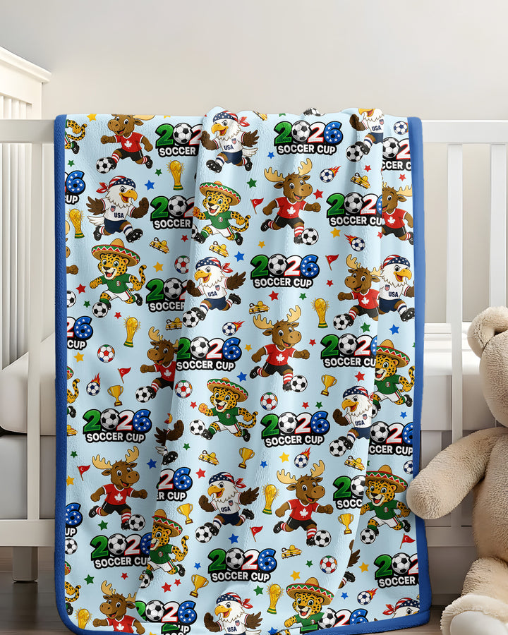 Soccer Cup Cute Mascots Bamboo Blanket