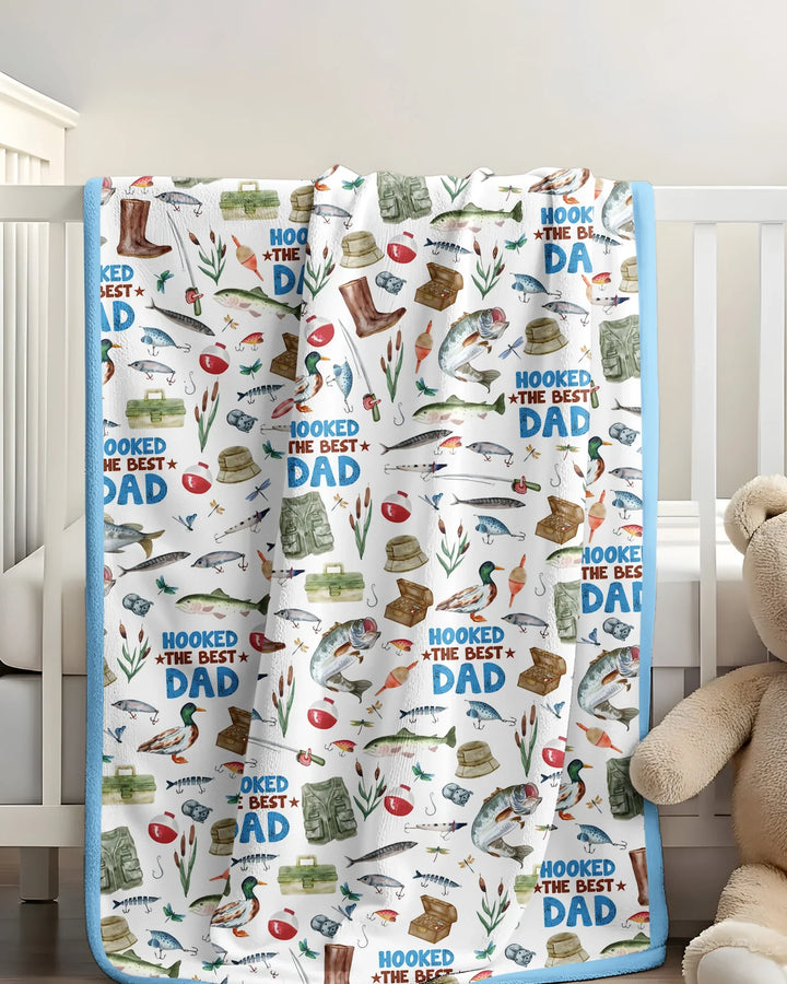 Hooked The Best Dad Daddy & Me Matching Bamboo Blanket