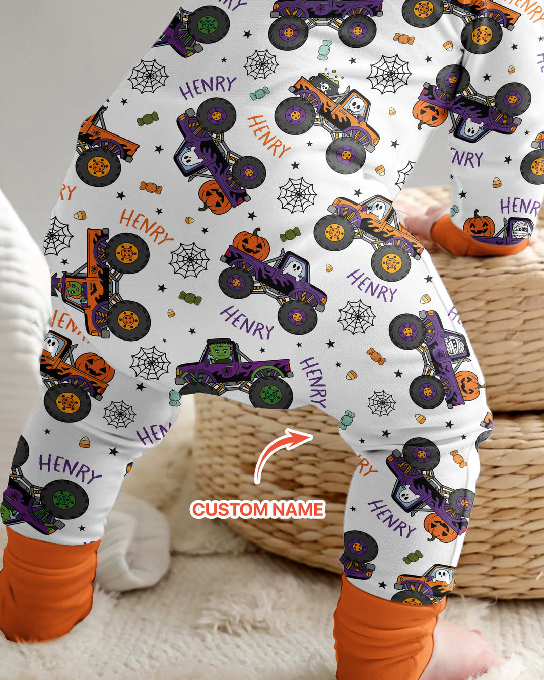 Custom Name Halloween Monster Truck Bamboo Convertible Zippy