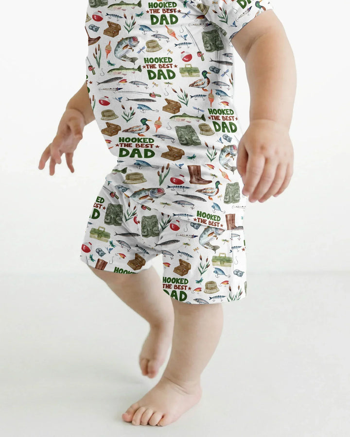 Hooked The Best Dad Daddy & Me Matching Bamboo Two Piece Short Sleeve Shorts Pajama Set