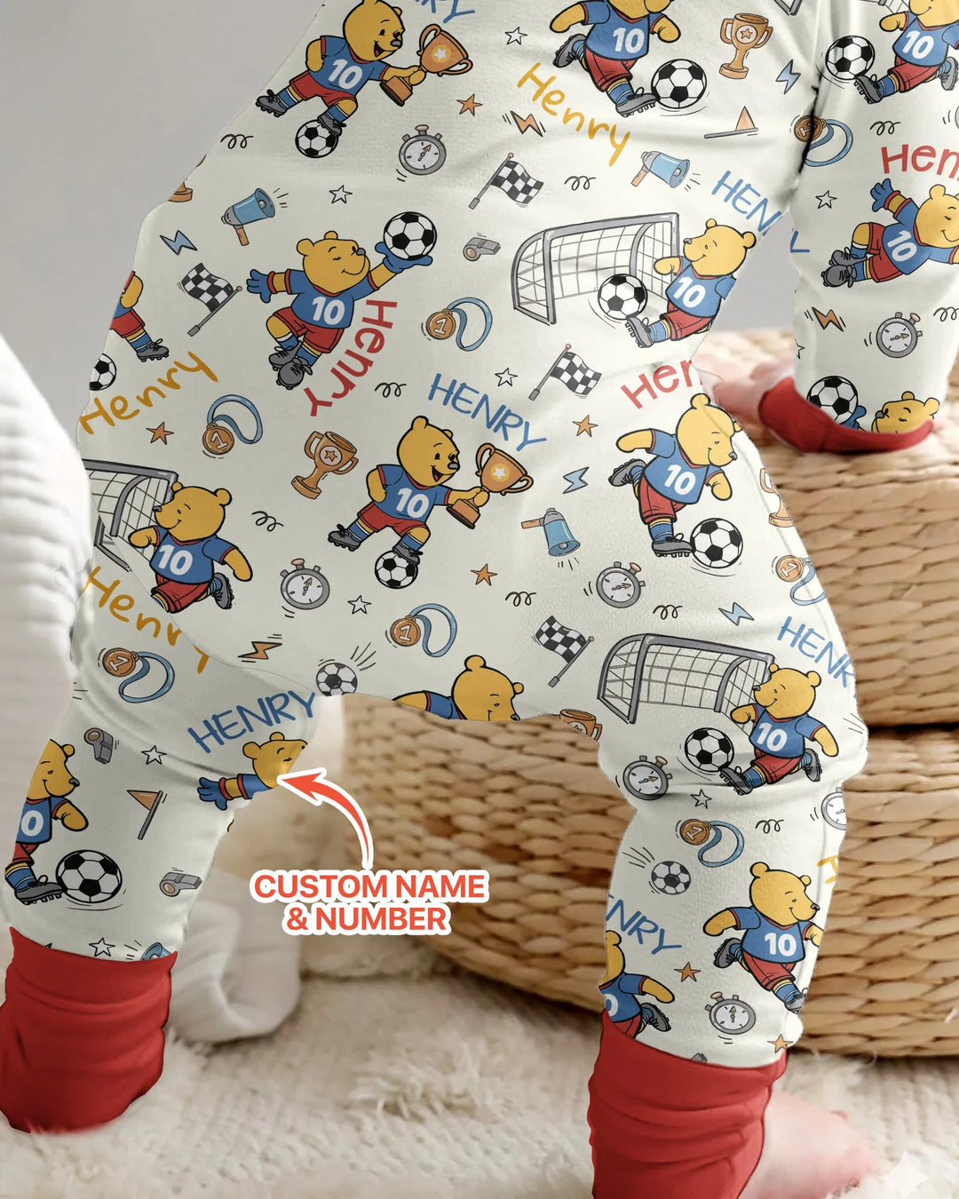 Personalized Classic Bear World Soccer Bamboo Convertible Zippy