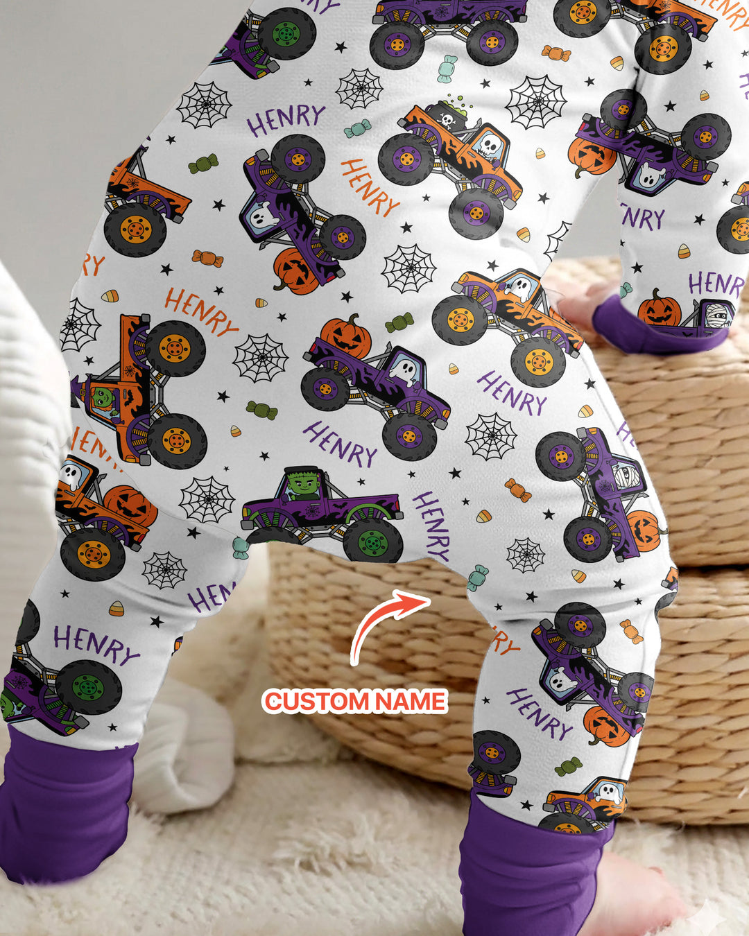 Custom Name Halloween Monster Truck Bamboo Convertible Zippy