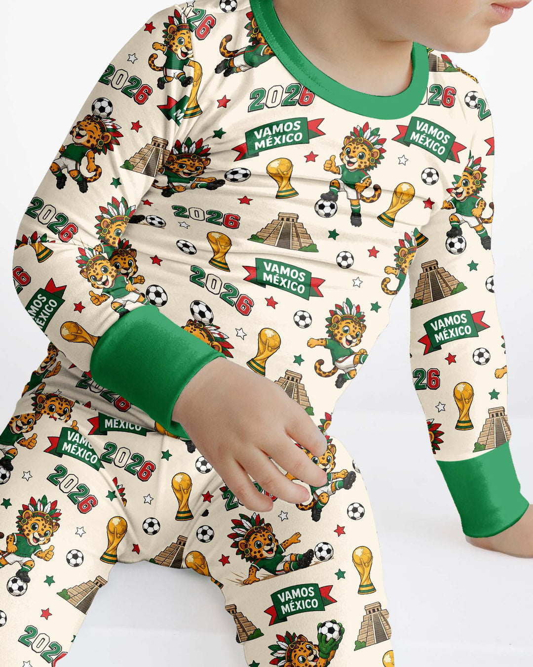 Jaguar 2026 Vamos Mexico Family Matching Bamboo Two Piece Long Sleeve Pajama Set