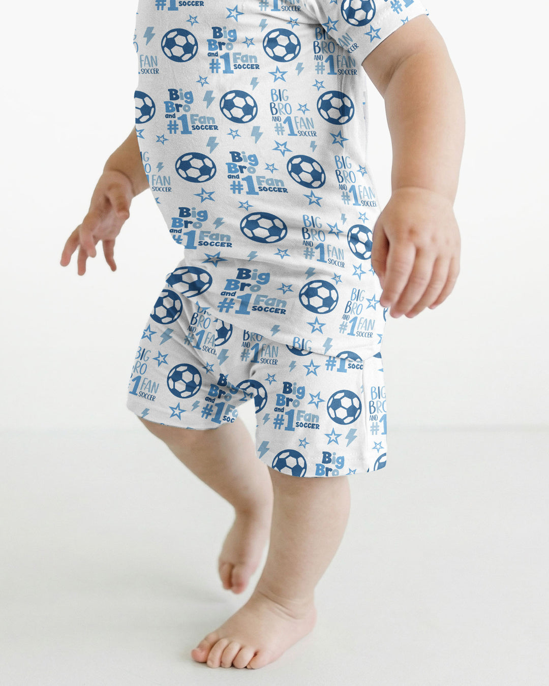 Little Sister and Bro #1 Fan Soccer Bamboo Two Piece Short Sleeve Shorts Pajama Set
