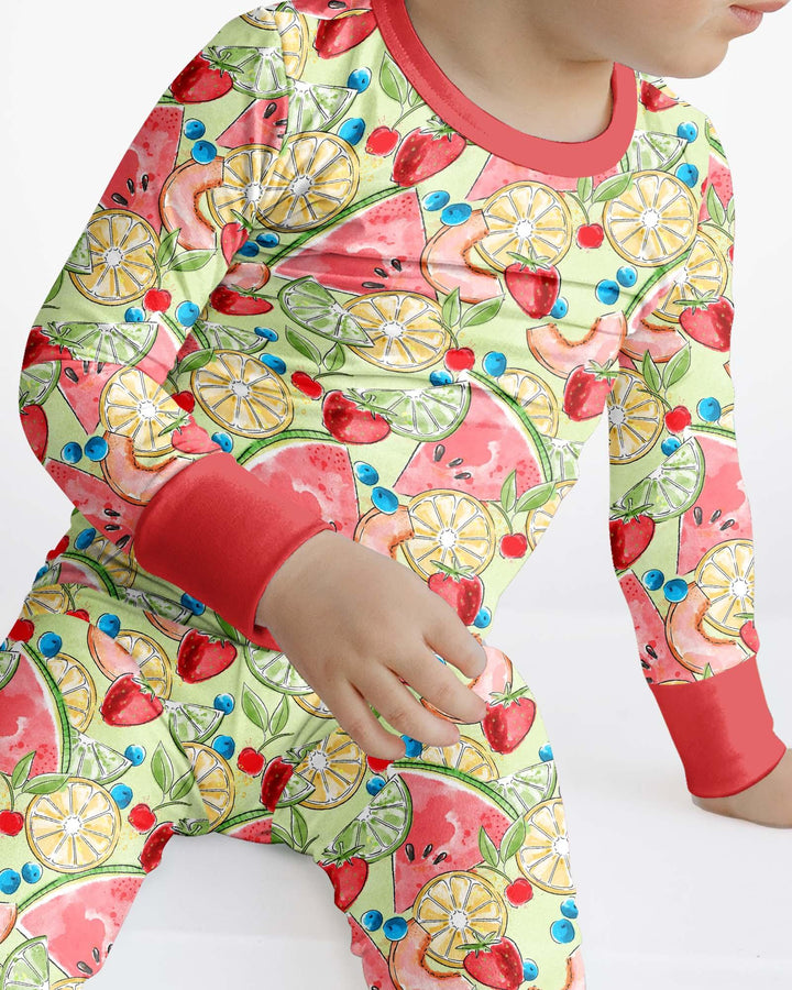 Sweet Summer Fruits Family Matching Bamboo Two Piece Long Sleeve Pajama Set