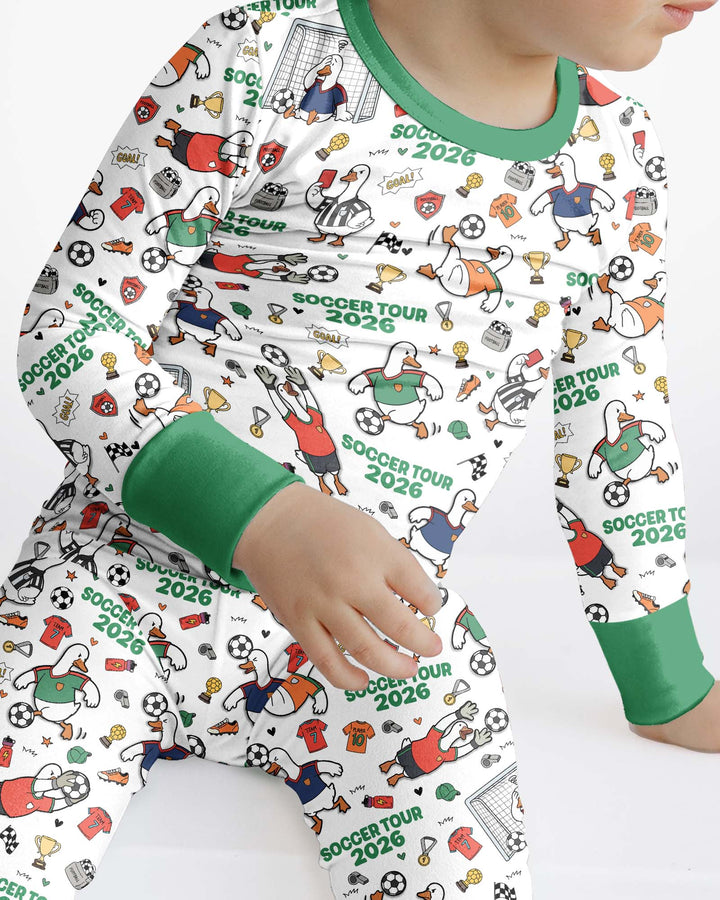Funny Goose Soccer Tour 2026 Bamboo Two Piece Long Sleeve Pajama Set
