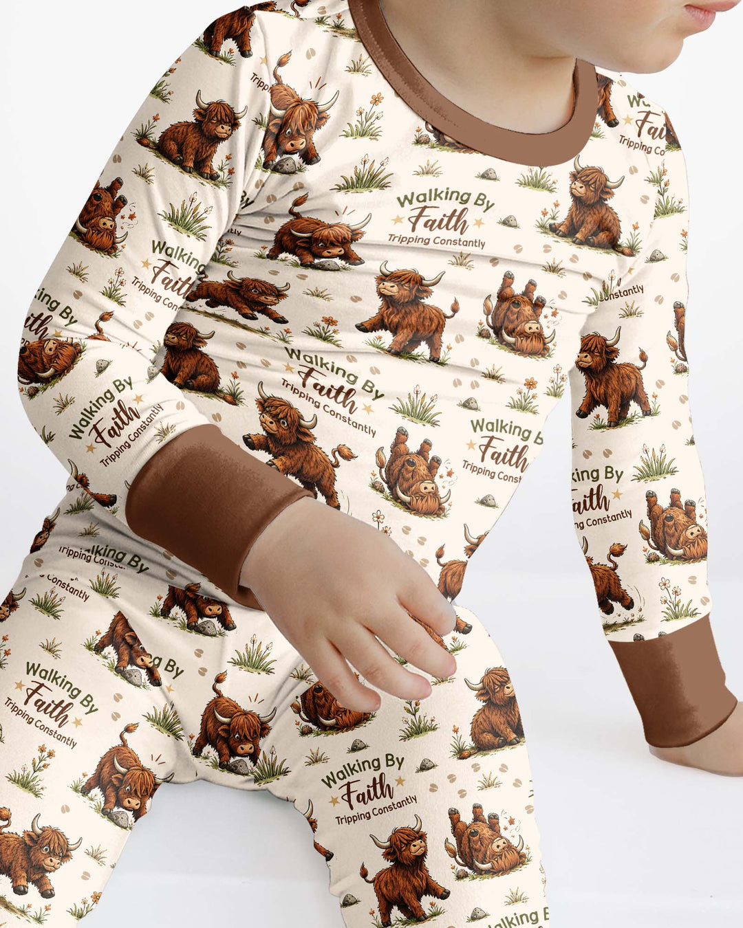 Walking By Faith Tripping Constantly Bamboo Two Piece Long Sleeve Pajama Set