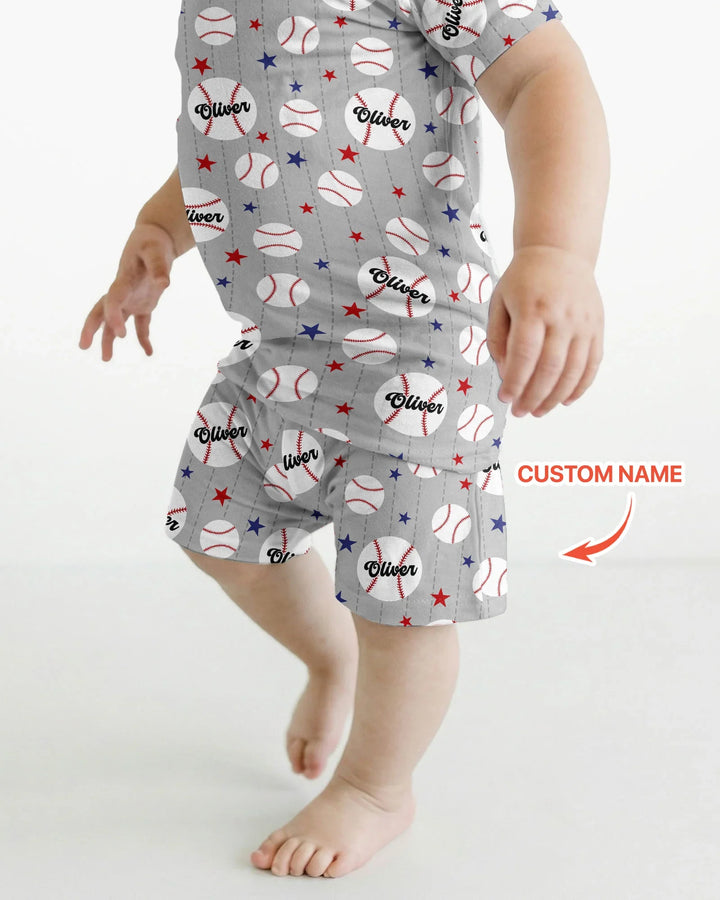 Custom Name Rookie of The Year Matching Bamboo Two Piece Short Sleeve Shorts Pajama Set