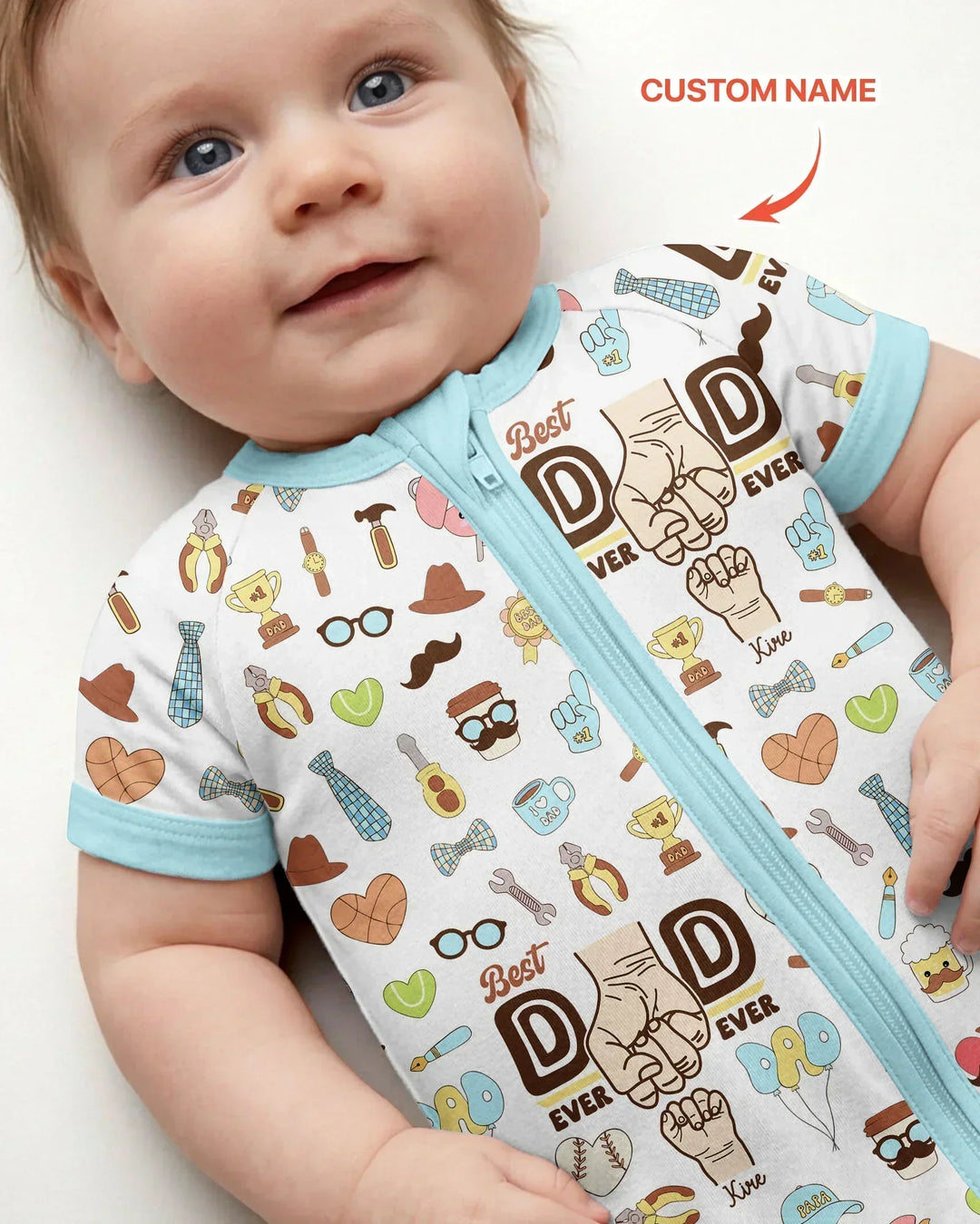 Custom Kids Name Best Dad Ever Bamboo Shorty Zippy
