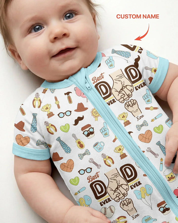 Custom Kids Name Best Dad Ever Bamboo Shorty Zippy