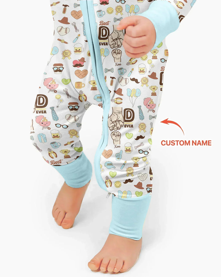 Custom Kids Name Best Dad Ever Bamboo Convertible Zippy