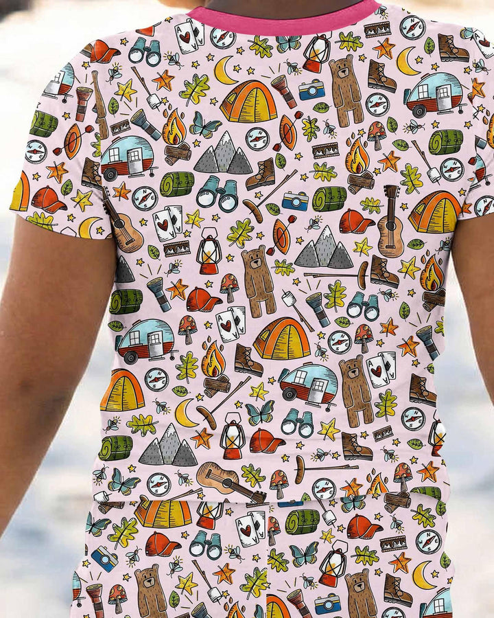 Funny Camper Family Matching Bamboo Two Piece Short Sleeve Pajama Set