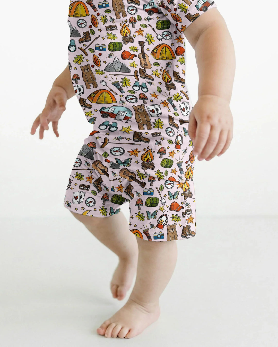 Funny Camper Family Matching Bamboo Two Piece Short Sleeve Shorts Pajama Set