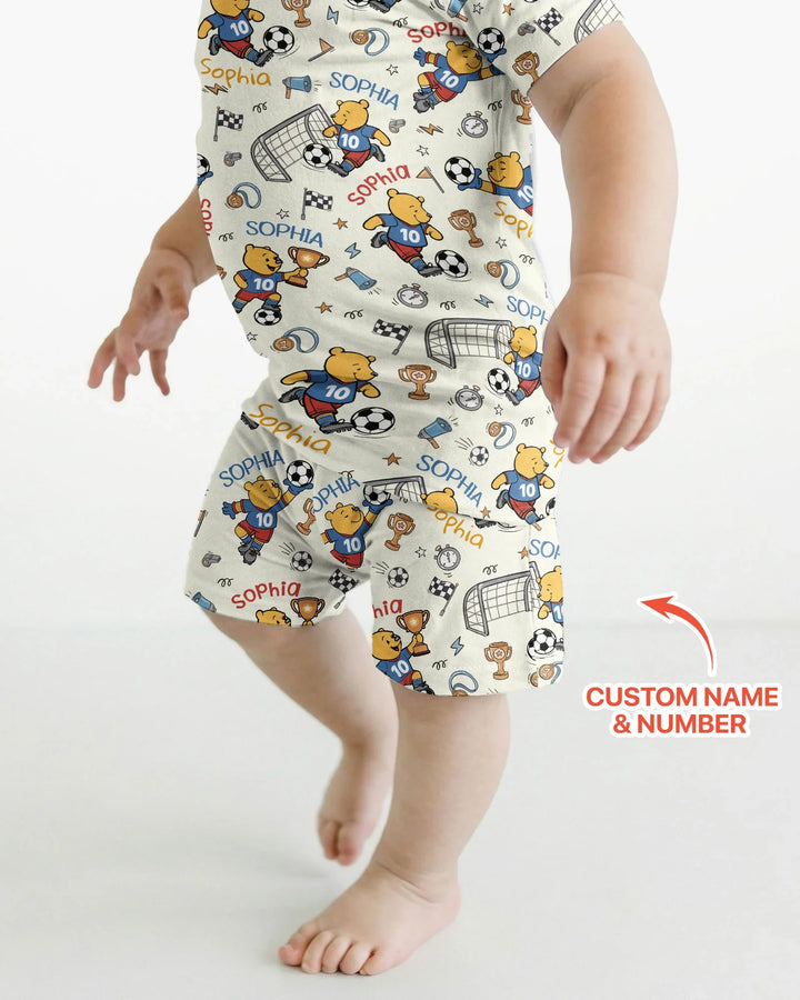 Pijama de bambú de dos piezas de manga corta con pantalón corto, plantilla personalizada
