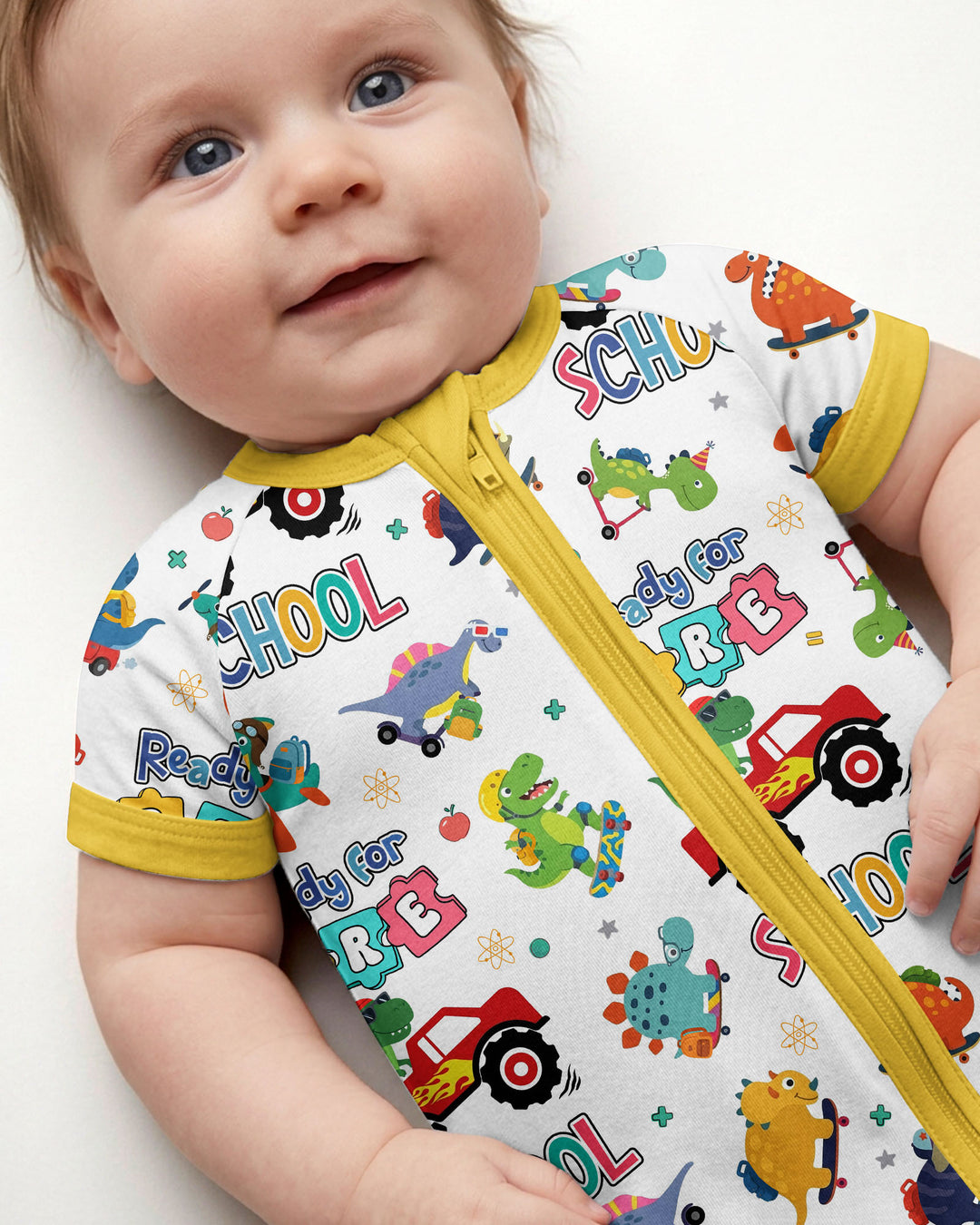 First Day of Preschool T-Rex Bamboo Shorty Zippy