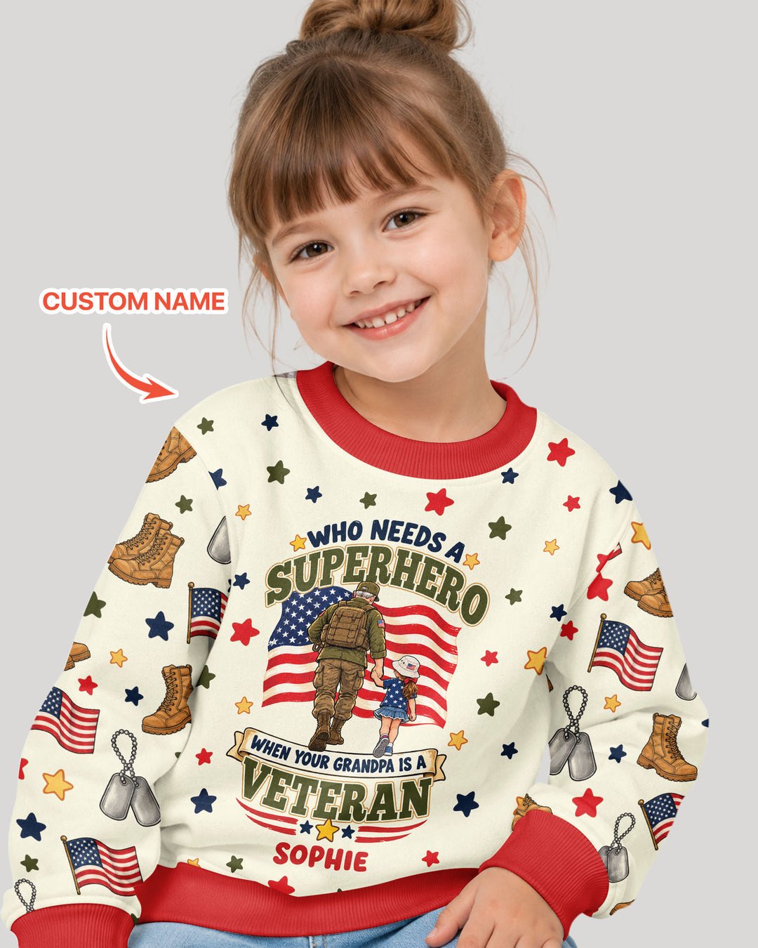 Who Needs Superhero When Your Grandpa Is A Veteran Bamboo Crewneck Sweatshirt
