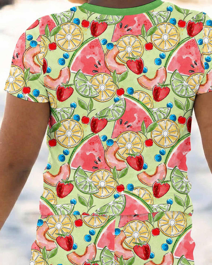 Sweet Summer Fruits Family Matching Bamboo Two Piece Short Sleeve Pajama Set