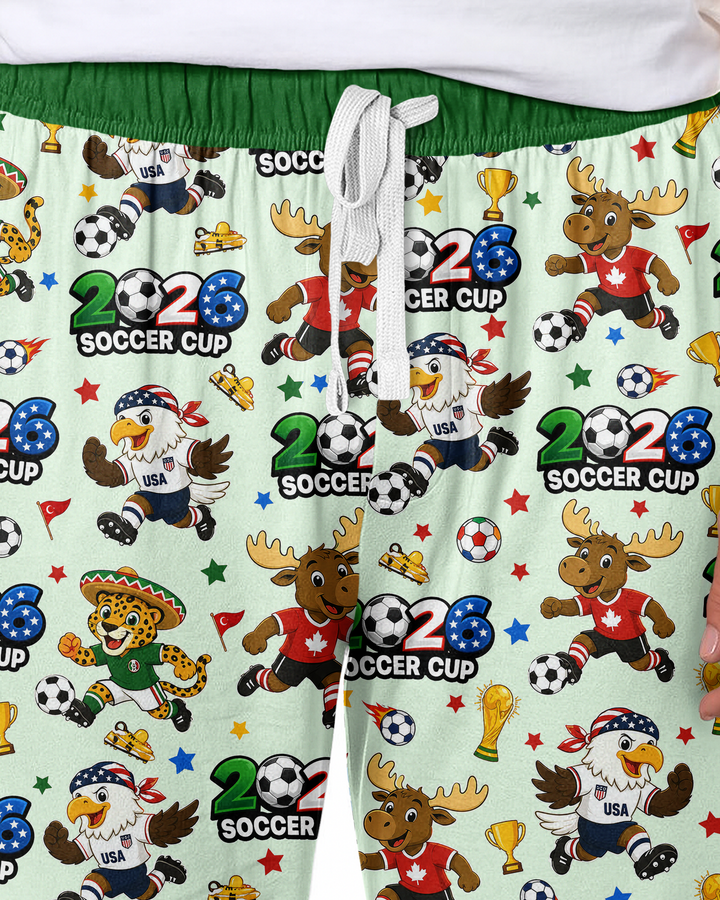 Soccer Cup Cute Mascots Bamboo Men's Pajama Set