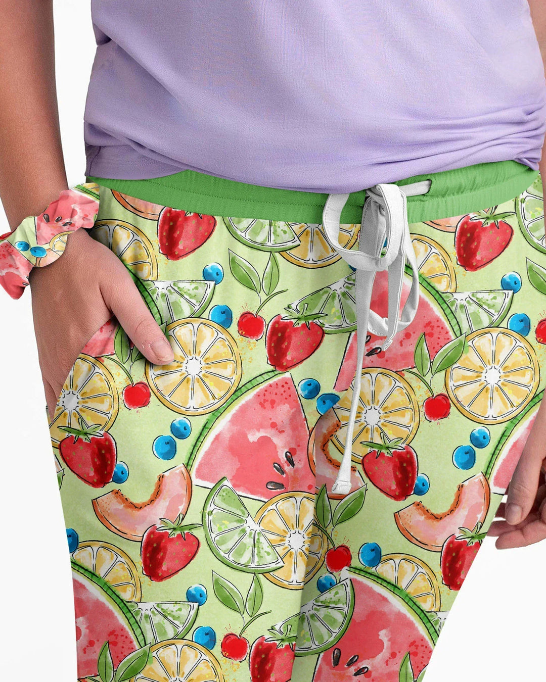 Schlafanzugset aus Bambus mit süßen Sommerfrüchten für die Familie im Partnerlook – Damen