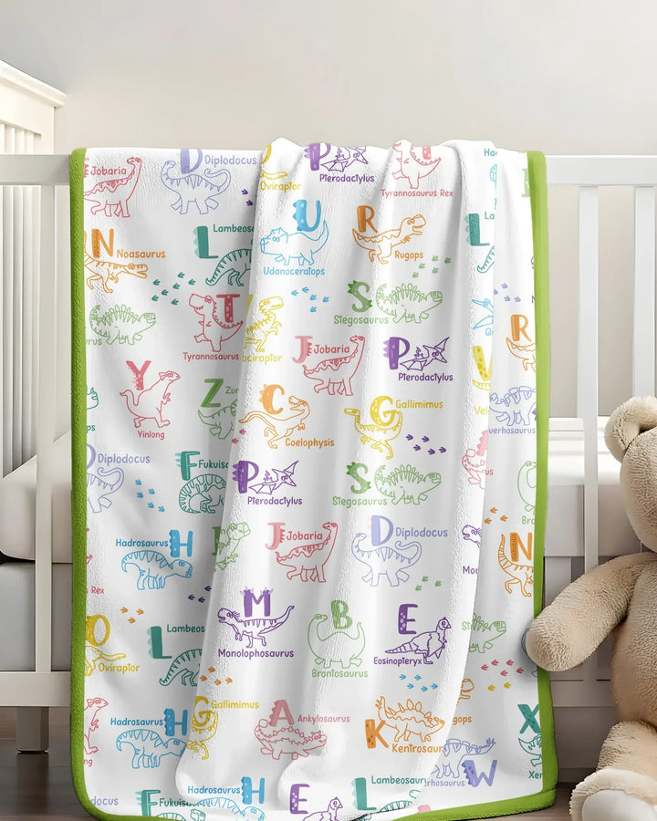 Dino Alphabet ABC Bamboo Blanket