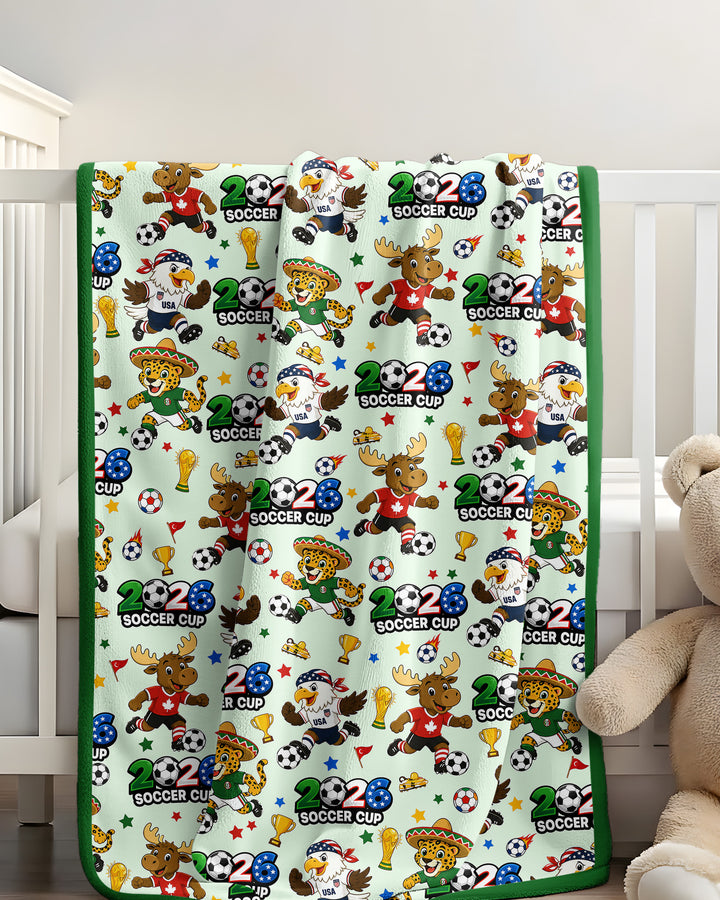 Soccer Cup Cute Mascots Bamboo Blanket