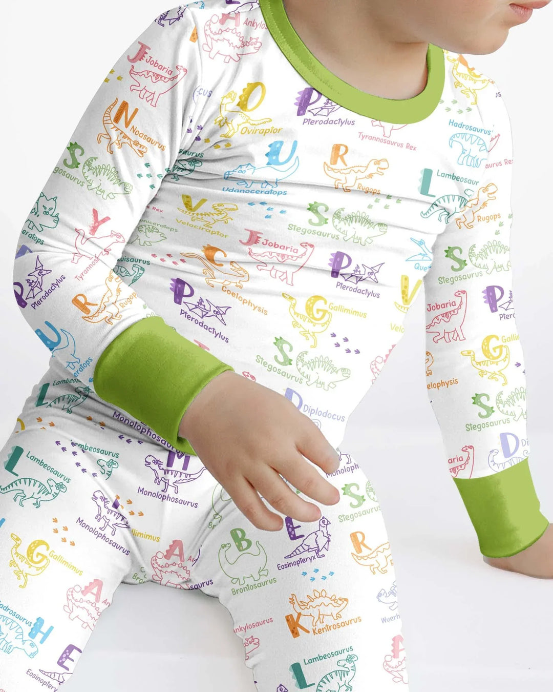 Dino Alphabet ABC Bamboo Two Piece Long Sleeve Pajama Set