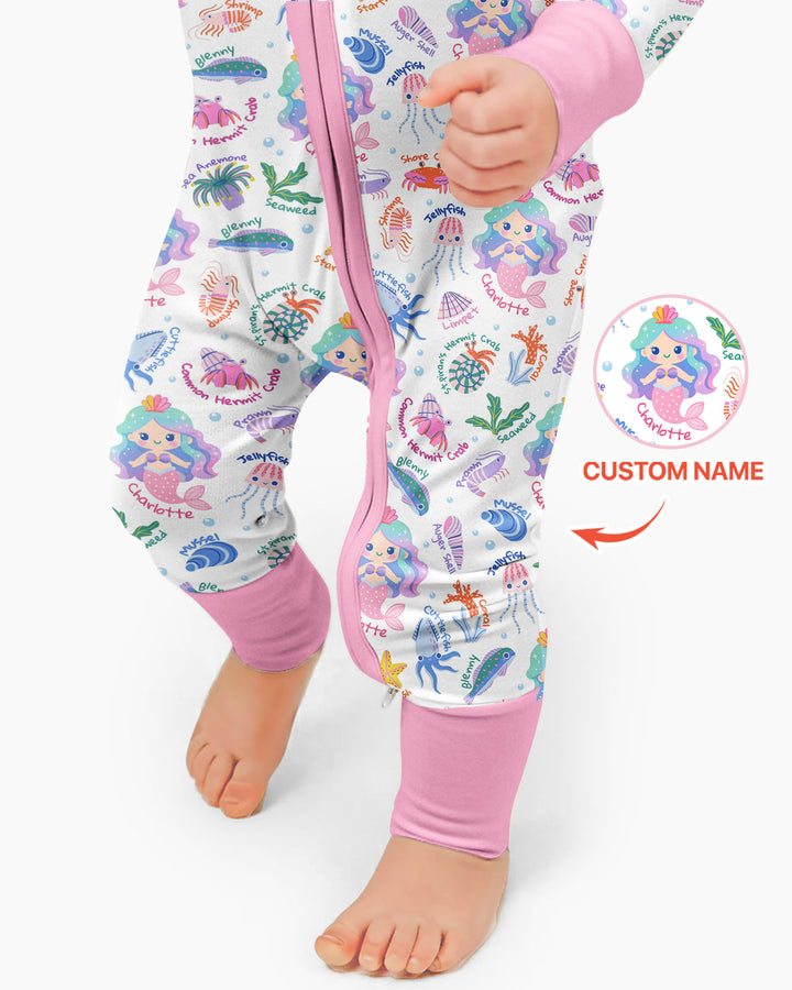 Personalized Cute Mermaid Bamboo Convertible Zippy