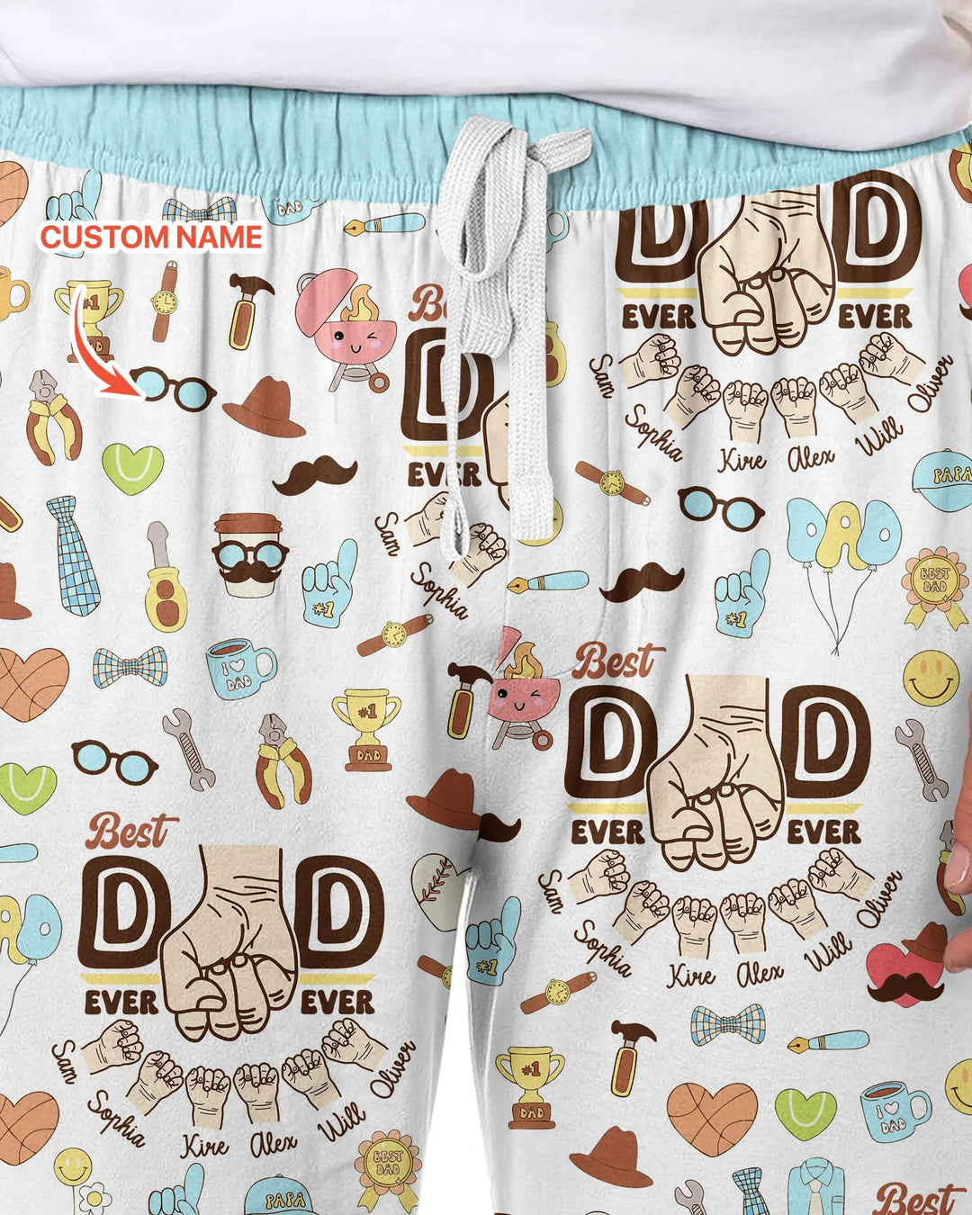 Custom Kids Name Best Dad Ever Bamboo Men's Pajama Set