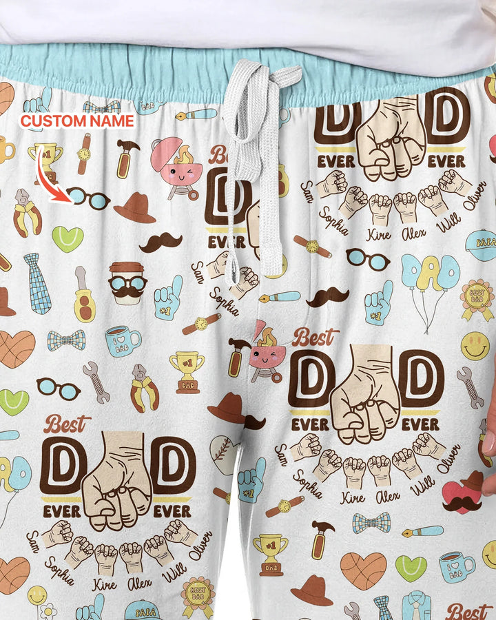 Custom Kids Name Best Dad Ever Bamboo Men's Pajama Set