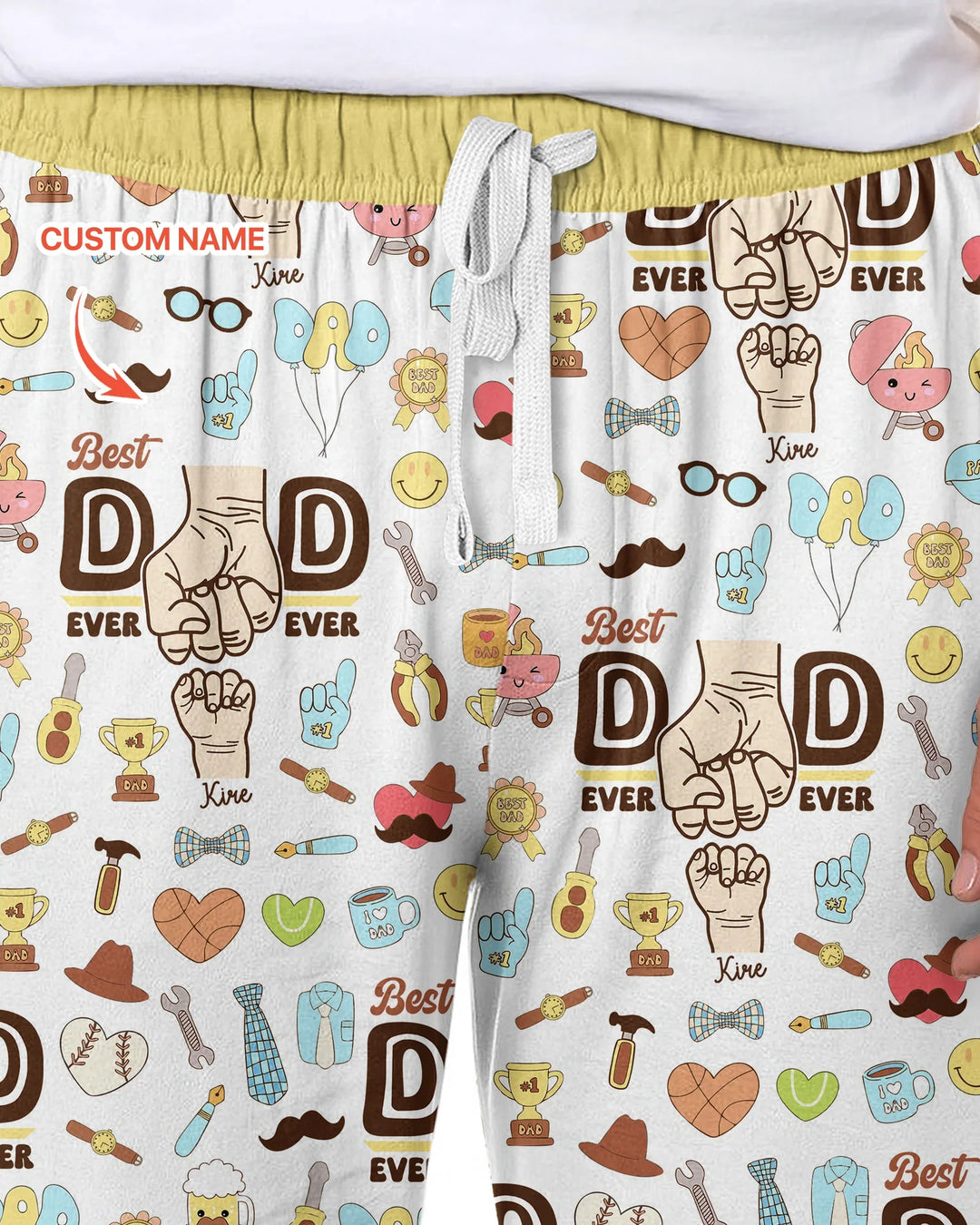 Custom Kids Name Best Dad Ever Bamboo Men's Pajama Set