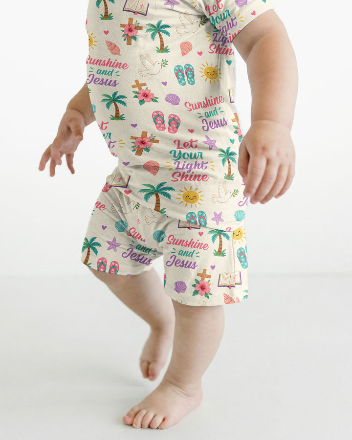 Sunshine and Jesus Summer VBS Bamboo Two Piece Short Sleeve Shorts Pajama Set