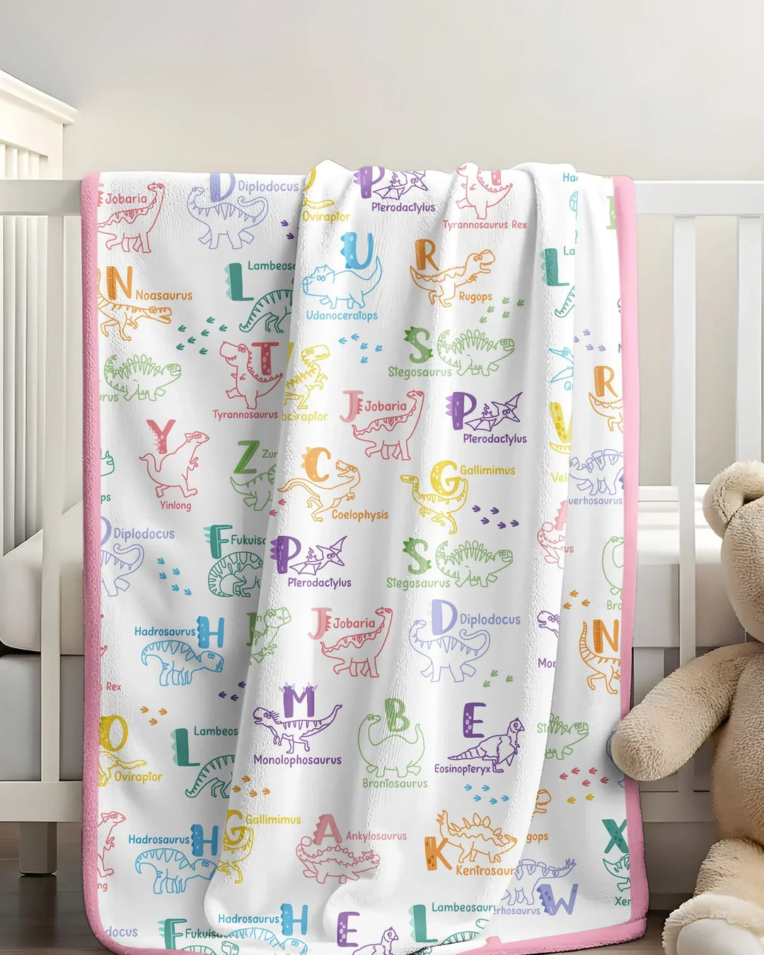 Dino Alphabet ABC Bamboo Blanket