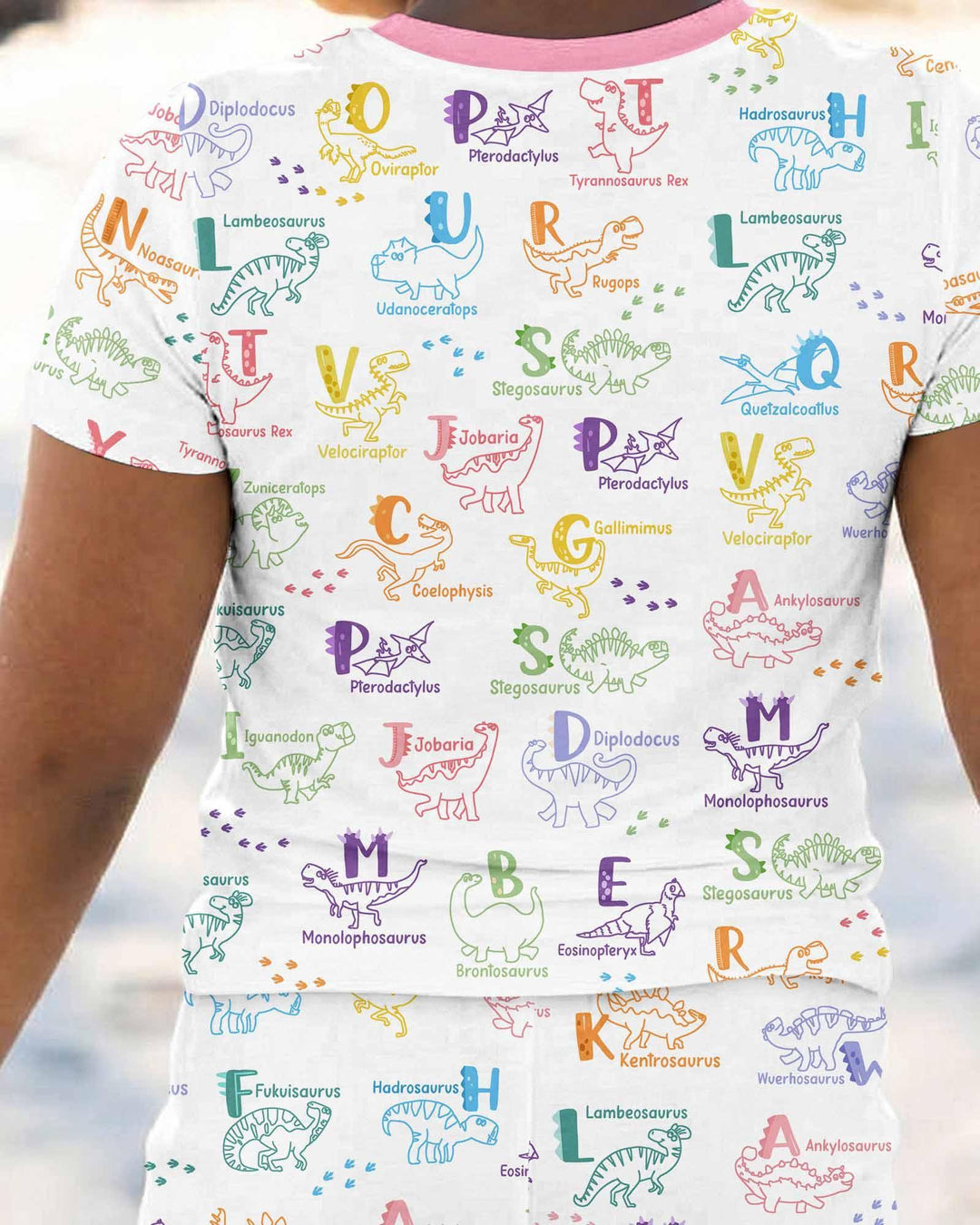 Dino Alphabet ABC Bamboo Two Piece Short Sleeve Pajama Set