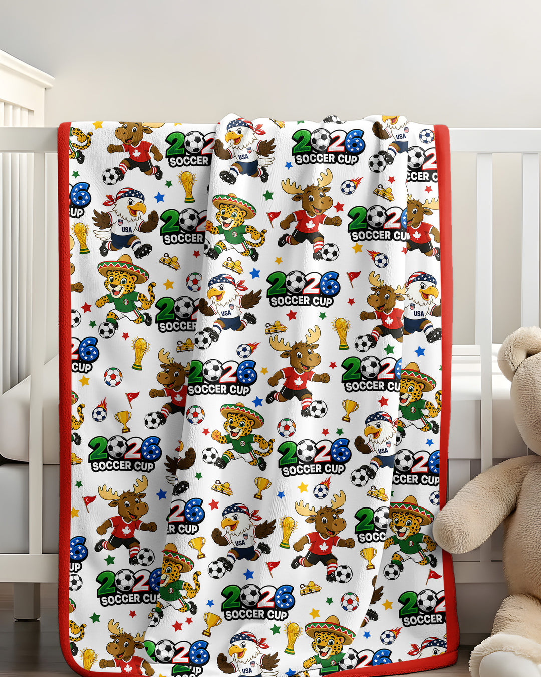 Soccer Cup Cute Mascots Bamboo Blanket