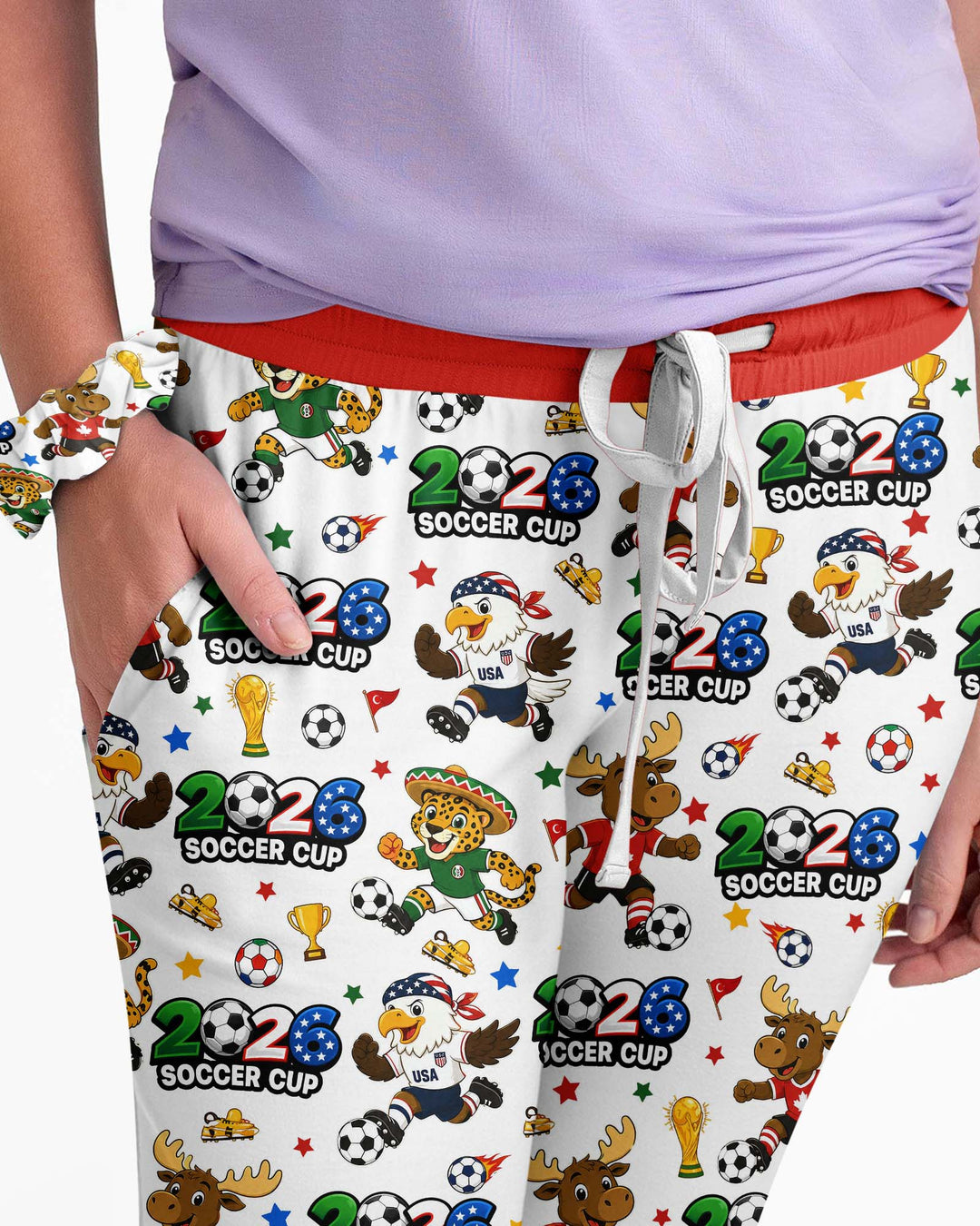 Soccer Cup Cute Mascots Bamboo Women Pajama Set