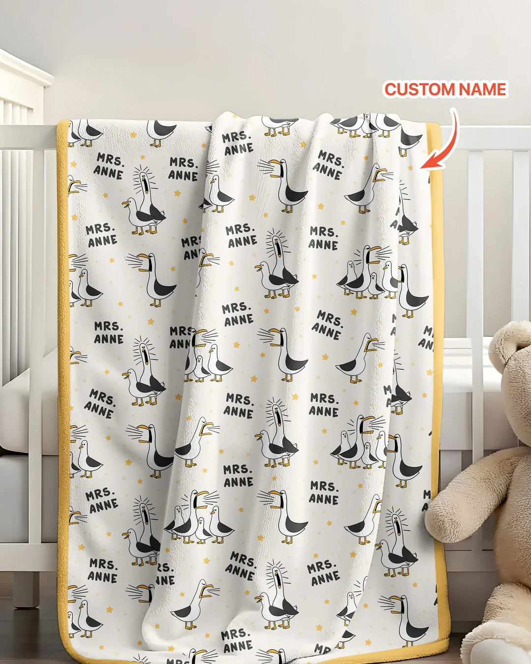 Custom Funny Seagulls Teacher Bamboo Blanket