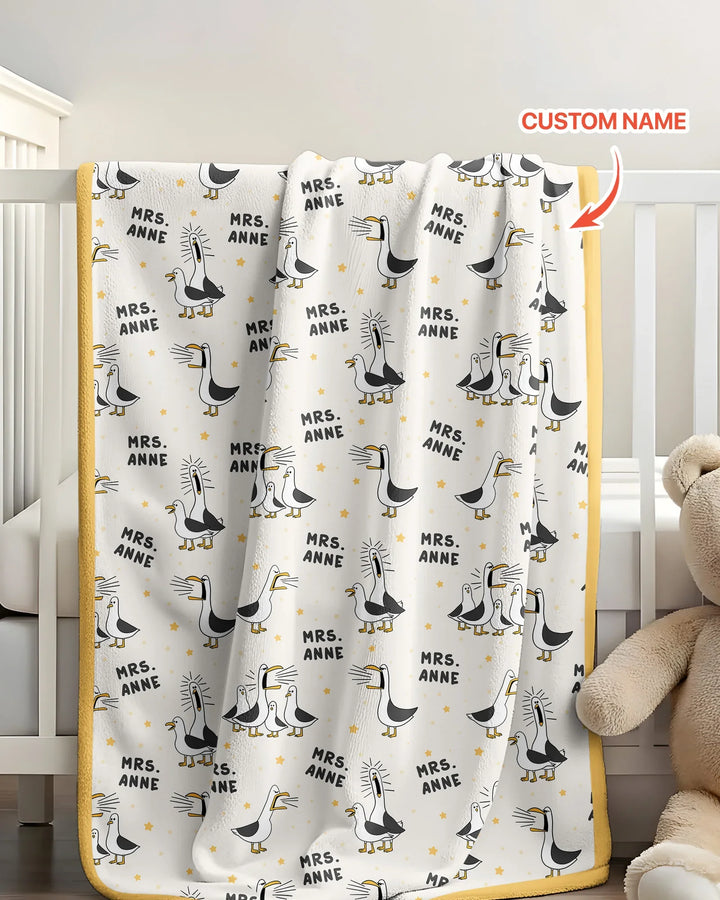 Custom Funny Seagulls Teacher Bamboo Blanket