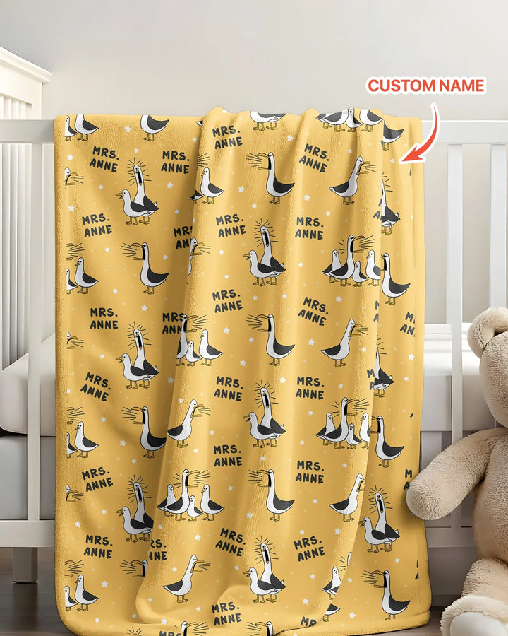 Custom Funny Seagulls Teacher Bamboo Blanket