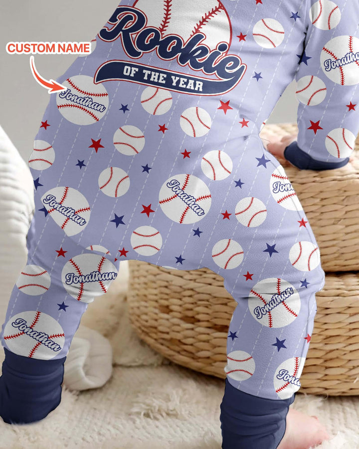Mameluco convertible de bambú a juego con el nombre personalizado de Rookie of The Year