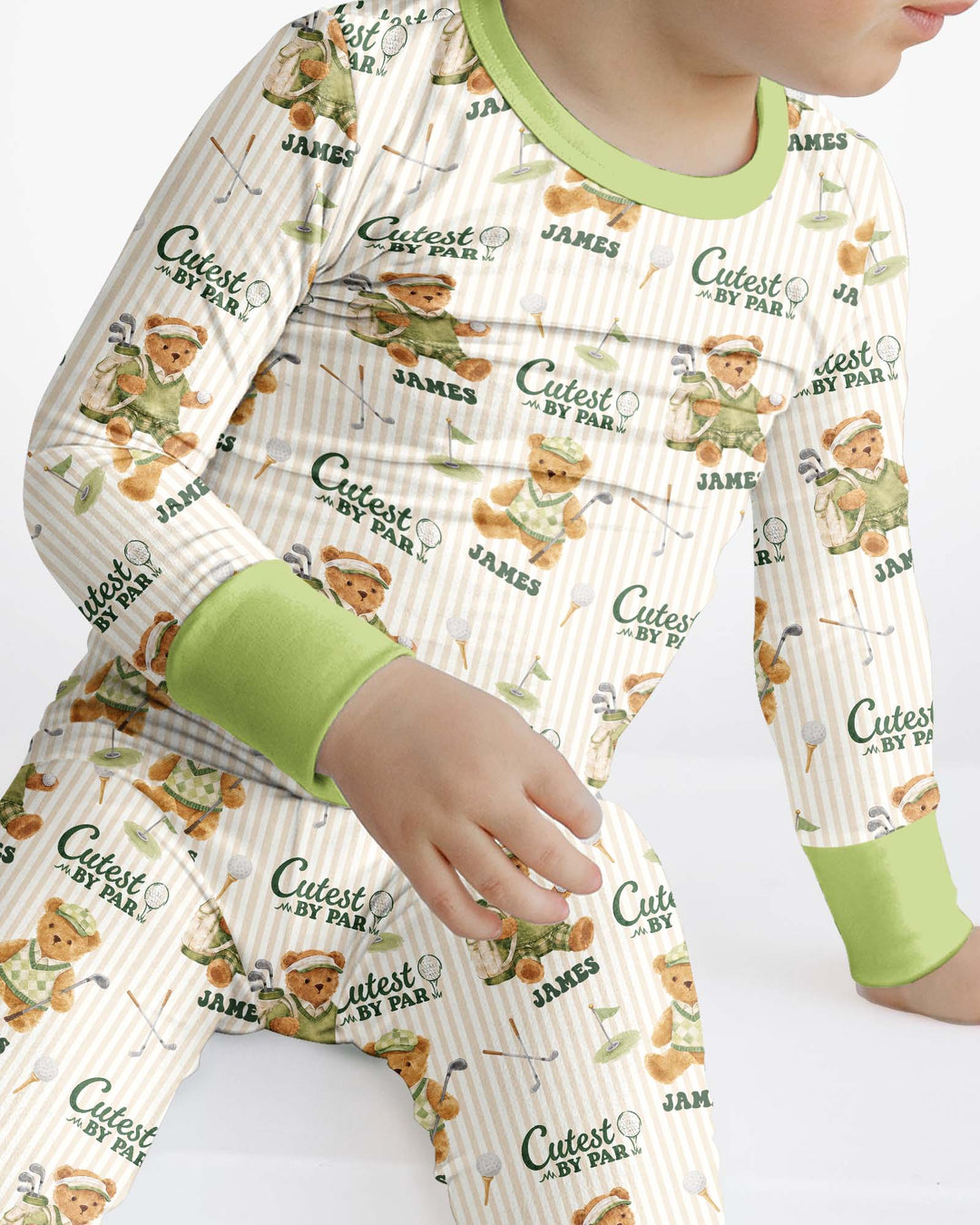Cutest By Par Custom Name Bamboo Two Piece Long Sleeve Pajama Set