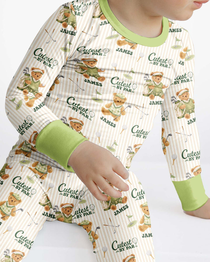 Cutest By Par Custom Name Bamboo Two Piece Long Sleeve Pajama Set