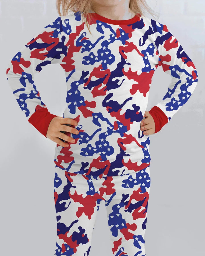 Patriot Camo Daddy & Me Matching Bamboo Two Piece Long Sleeve Pajama Set