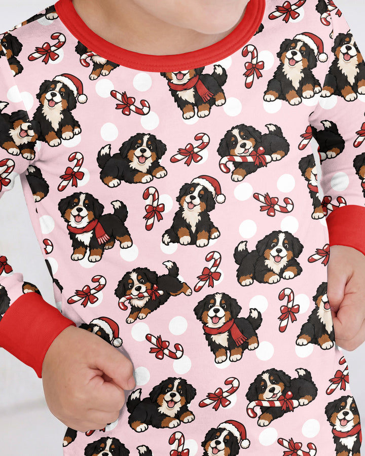 Holiday Bernese Mountain Christmas Dog Bamboo Two Piece Long Sleeve Pajama Set