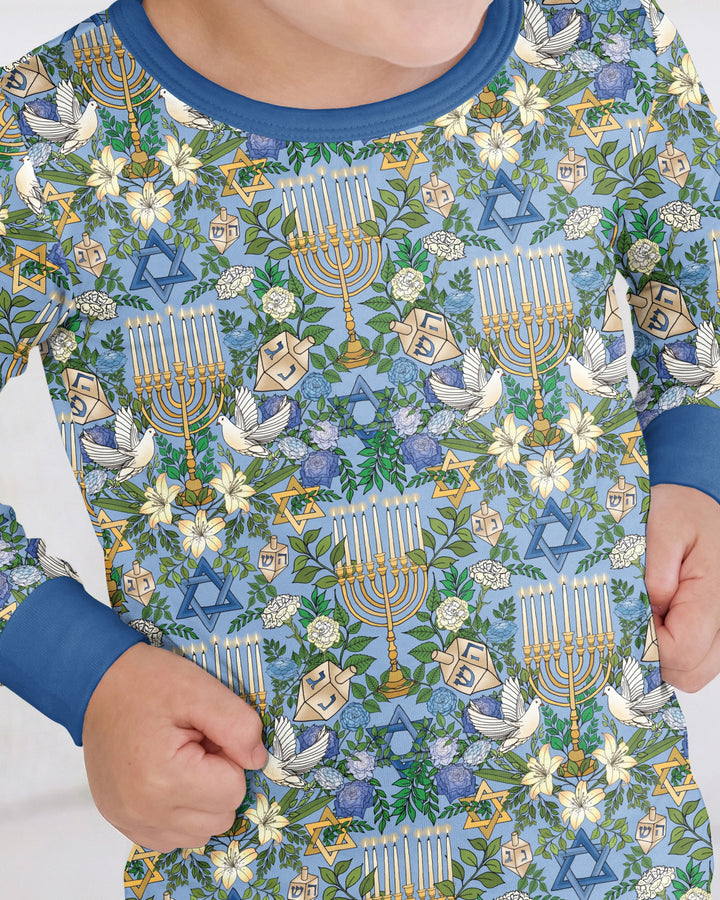 Hanukkah the Festival of Lights Mommy & Me Matching Bamboo Two Piece Long Sleeve Pajama Set