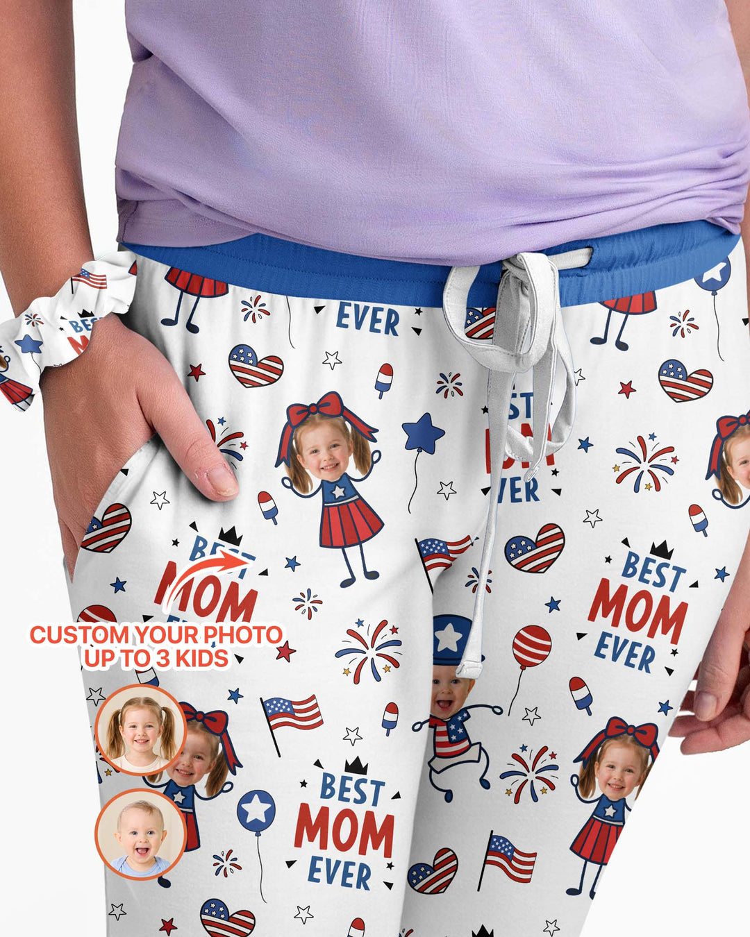 Custom Photo Best Patriotic Family Ever Bamboo Women Pajama Set