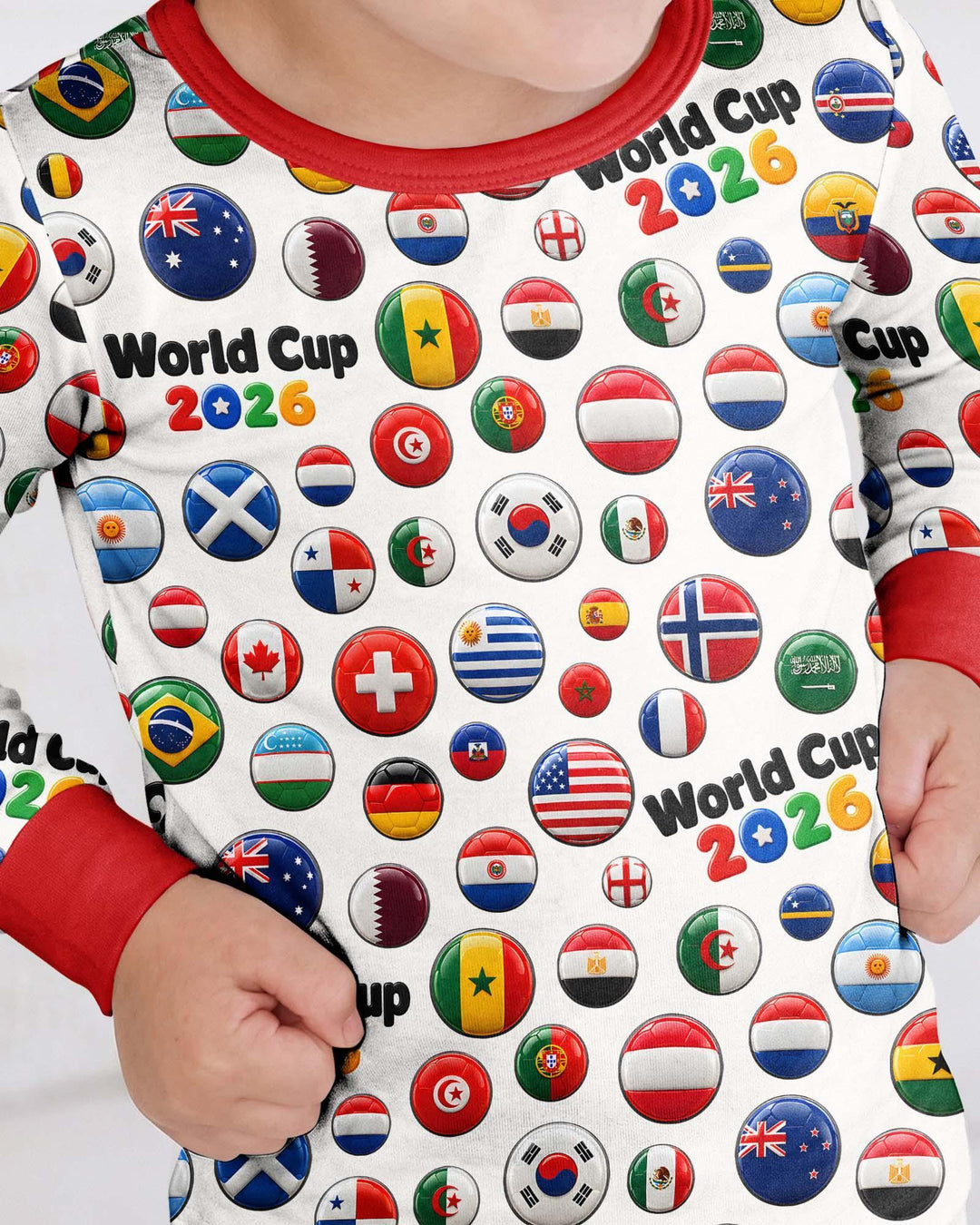 Soccer Cup All Country Balls Bamboo Two Piece Long Sleeve Pajama Set