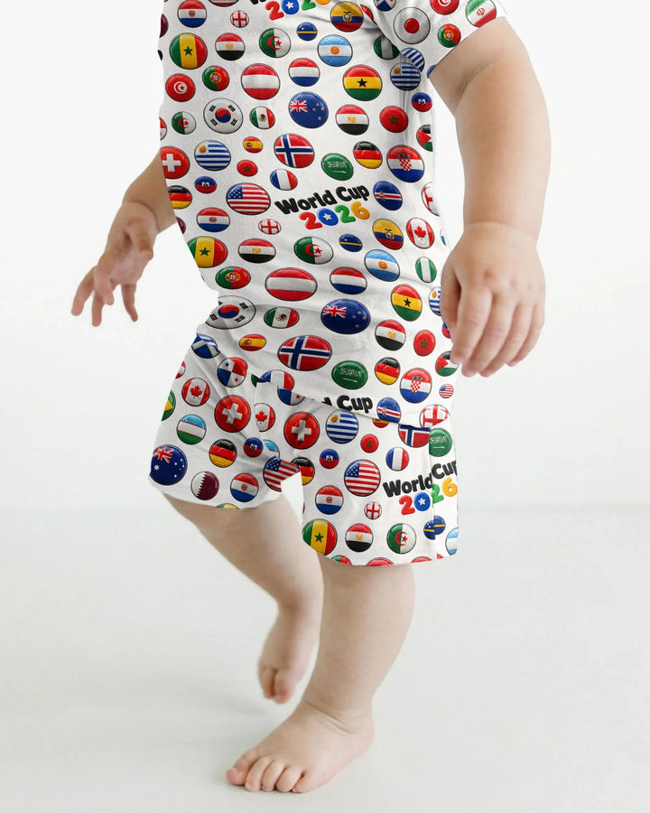 Conjunto de Pijama de Dos Piezas de Bambú con Mangas Cortas y Pantalones Cortos