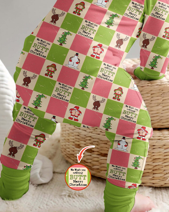 Nothing Butt Merry Christmas Checkerboard Bamboo Convertible Zippy
