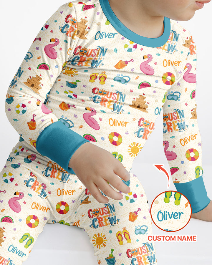 Conjunto de pijama de dos piezas de bambú con mangas largas, plantilla PERSONALIZADA