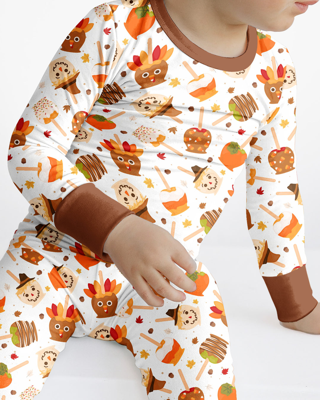 Fall Caramel Apple Family Matching Bamboo Two Piece Long Sleeve Pajama Set